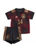 Saksa Jamal Musiala #14 Jalkapallovaatteet Lasten Vieraspeliasu MM-kisat 2022 Lyhythihainen (+ Lyhyet housut)